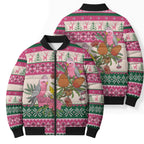 Aussie Galah Christmas Bomber Puffer Jacket Festive Knitted Pattern Inspired