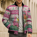 Aussie Galah Christmas Bomber Puffer Jacket Festive Knitted Pattern Inspired