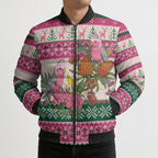 Aussie Galah Christmas Bomber Puffer Jacket Festive Knitted Pattern Inspired
