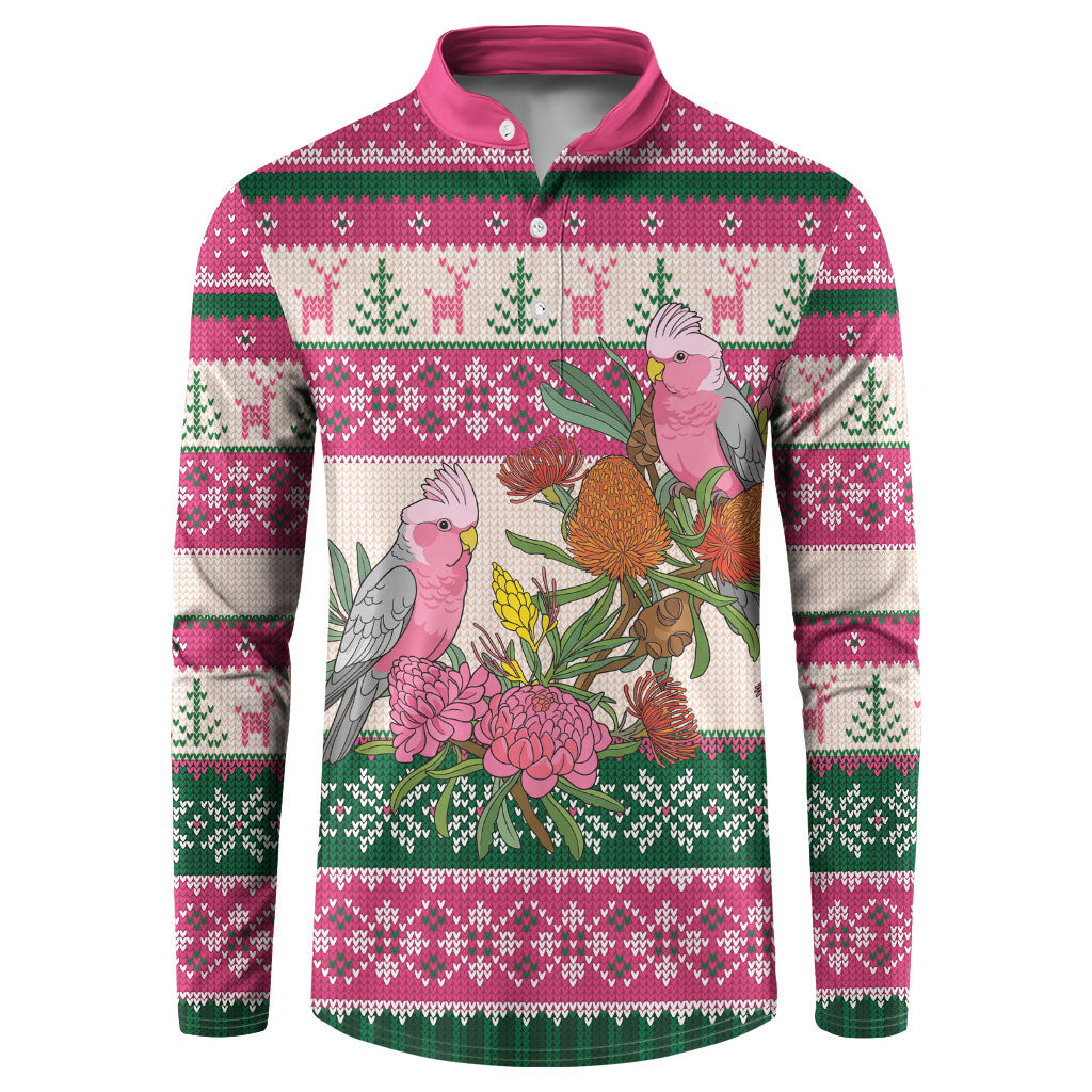 Aussie Galah Christmas Button Sweatshirt Festive Knitted Pattern Inspired