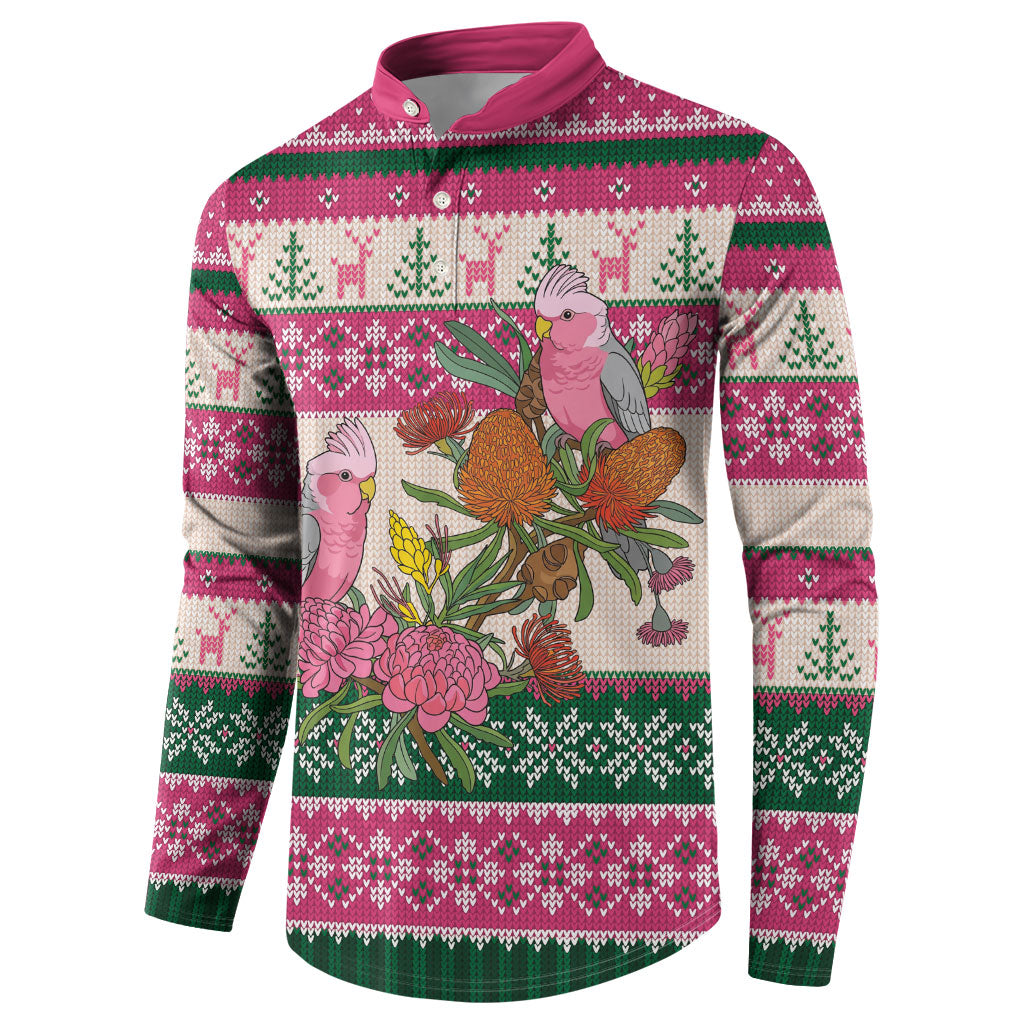 Aussie Galah Christmas Button Sweatshirt Festive Knitted Pattern Inspired
