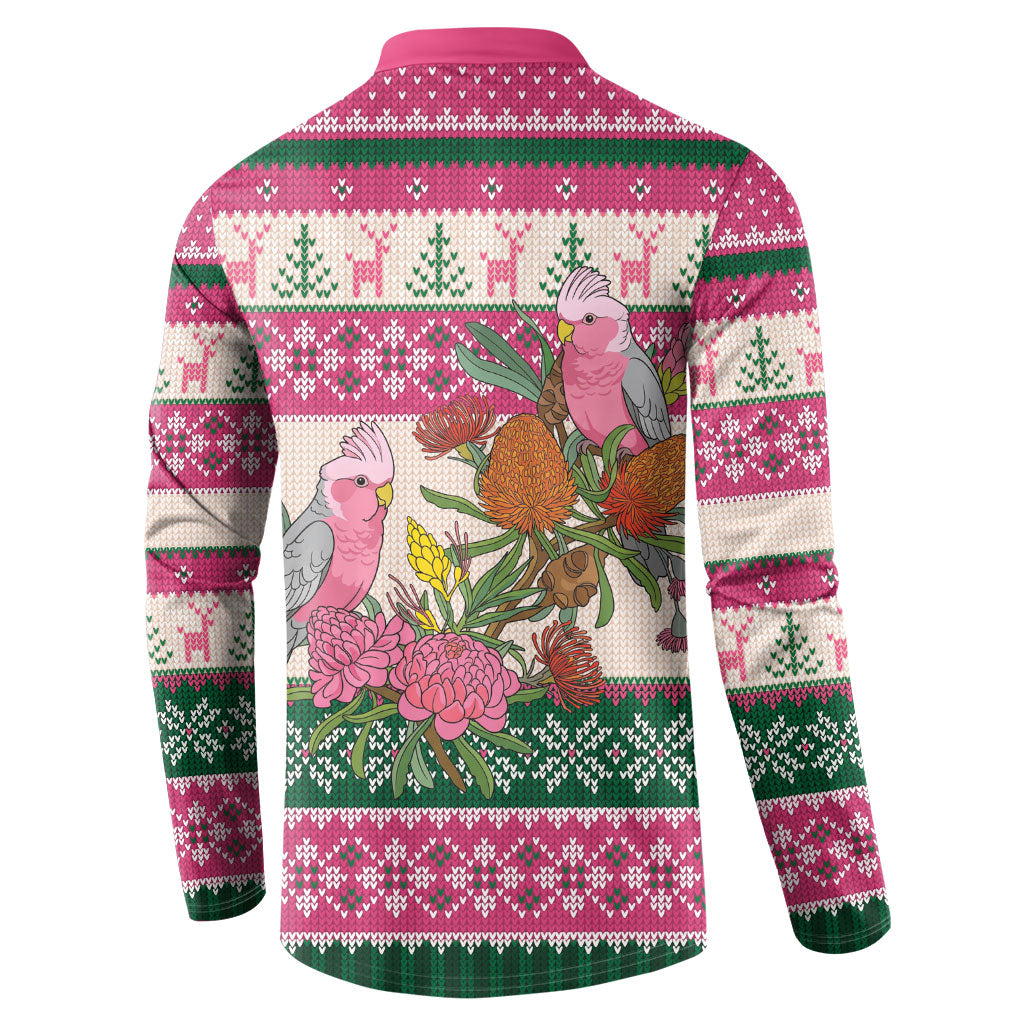 Aussie Galah Christmas Button Sweatshirt Festive Knitted Pattern Inspired