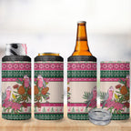 Aussie Galah Christmas 4 in 1 Can Cooler Tumbler Festive Knitted Pattern Inspired