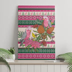 Aussie Galah Christmas Canvas Wall Art Festive Knitted Pattern Inspired