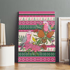 Aussie Galah Christmas Canvas Wall Art Festive Knitted Pattern Inspired