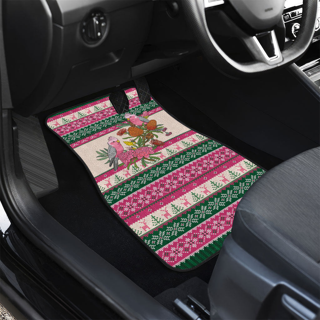 Aussie Galah Christmas Car Mats Festive Knitted Pattern Inspired