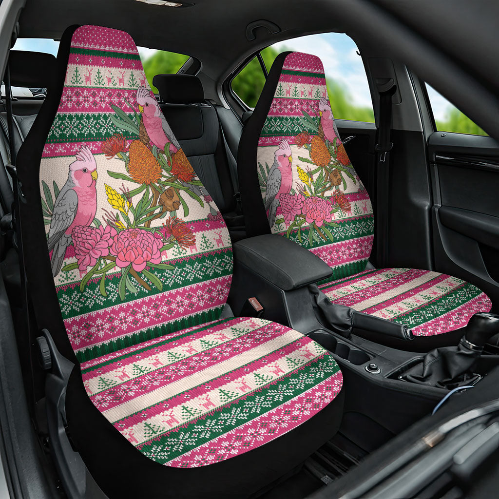 Aussie Galah Christmas Car Seat Cover Festive Knitted Pattern Inspired