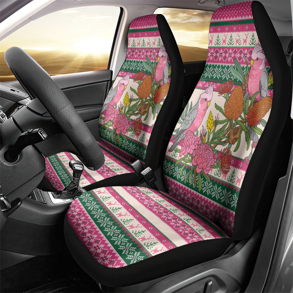 Aussie Galah Christmas Car Seat Cover Festive Knitted Pattern Inspired
