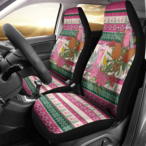 Aussie Galah Christmas Car Seat Cover Festive Knitted Pattern Inspired