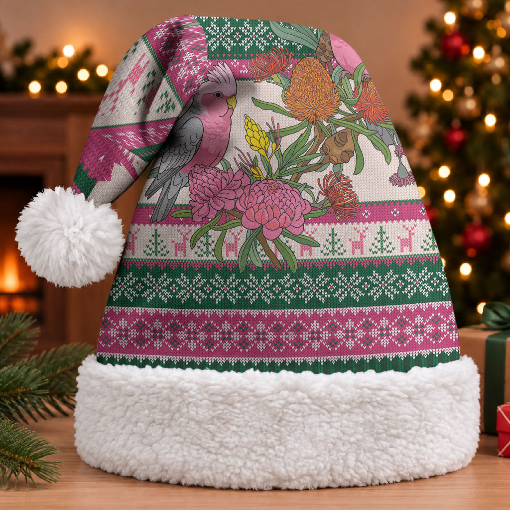 Aussie Galah Christmas Santa Hat Festive Knitted Pattern Inspired