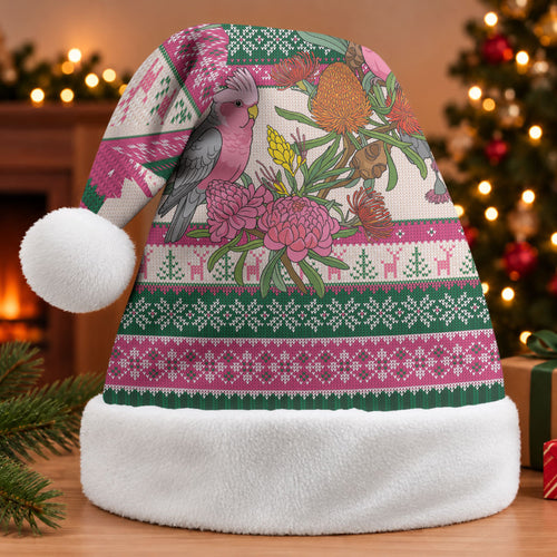 Aussie Galah Christmas Santa Hat Festive Knitted Pattern Inspired