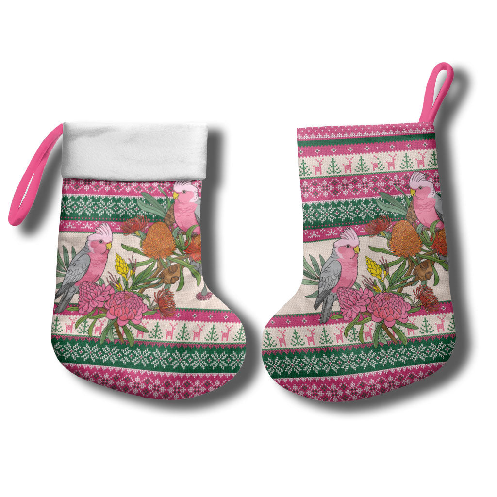 Aussie Galah Christmas Stocking Festive Knitted Pattern Inspired