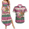 Aussie Galah Christmas Couples Matching Summer Maxi Dress and Hawaiian Shirt Festive Knitted Pattern Inspired