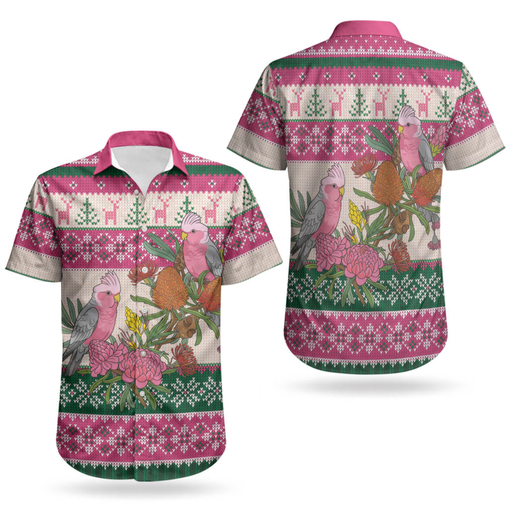 Aussie Galah Christmas Couples Matching Summer Maxi Dress and Hawaiian Shirt Festive Knitted Pattern Inspired