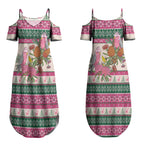 Aussie Galah Christmas Couples Matching Summer Maxi Dress and Hawaiian Shirt Festive Knitted Pattern Inspired