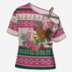 Aussie Galah Christmas Cross Shoulder Shirt Festive Knitted Pattern Inspired