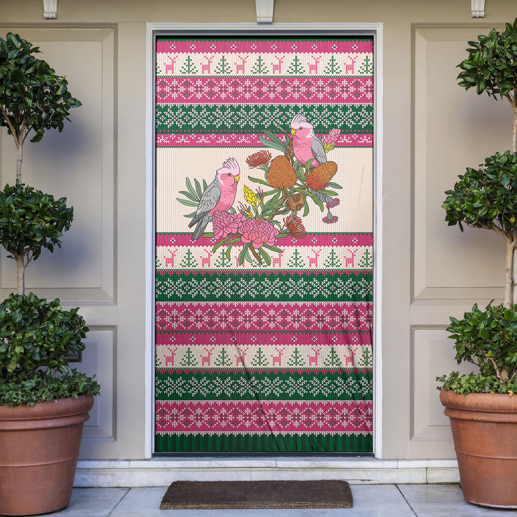Aussie Galah Christmas Door Cover Festive Knitted Pattern Inspired