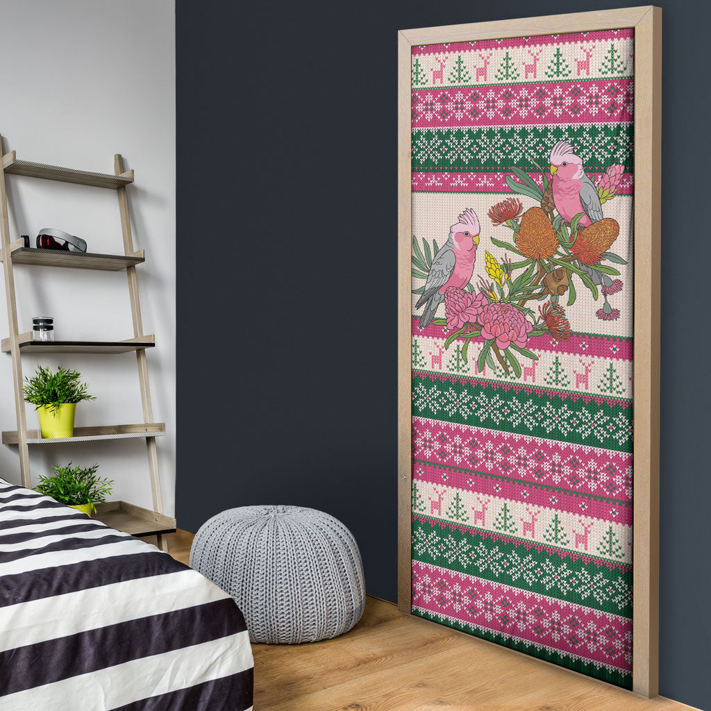 Aussie Galah Christmas Door Cover Festive Knitted Pattern Inspired