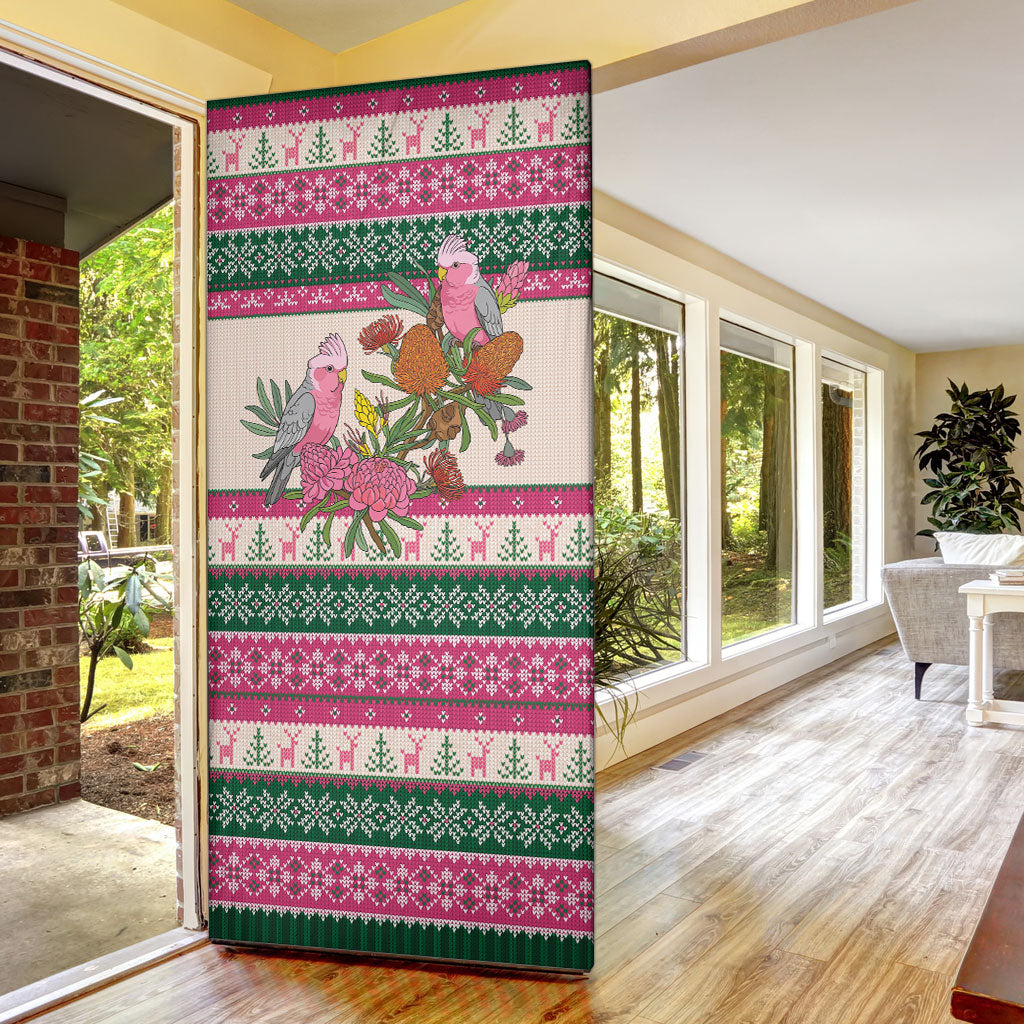Aussie Galah Christmas Door Cover Festive Knitted Pattern Inspired