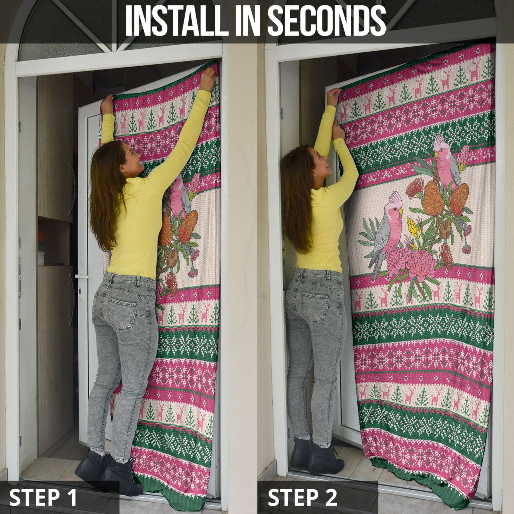 Aussie Galah Christmas Door Cover Festive Knitted Pattern Inspired