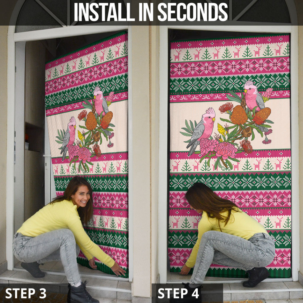 Aussie Galah Christmas Door Cover Festive Knitted Pattern Inspired