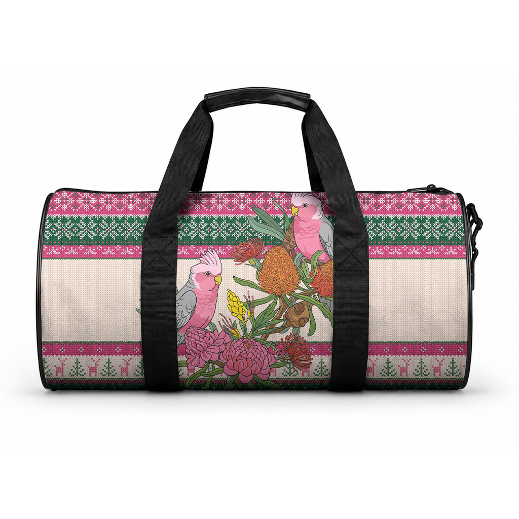 Aussie Galah Christmas Duffle Bag Festive Knitted Pattern Inspired