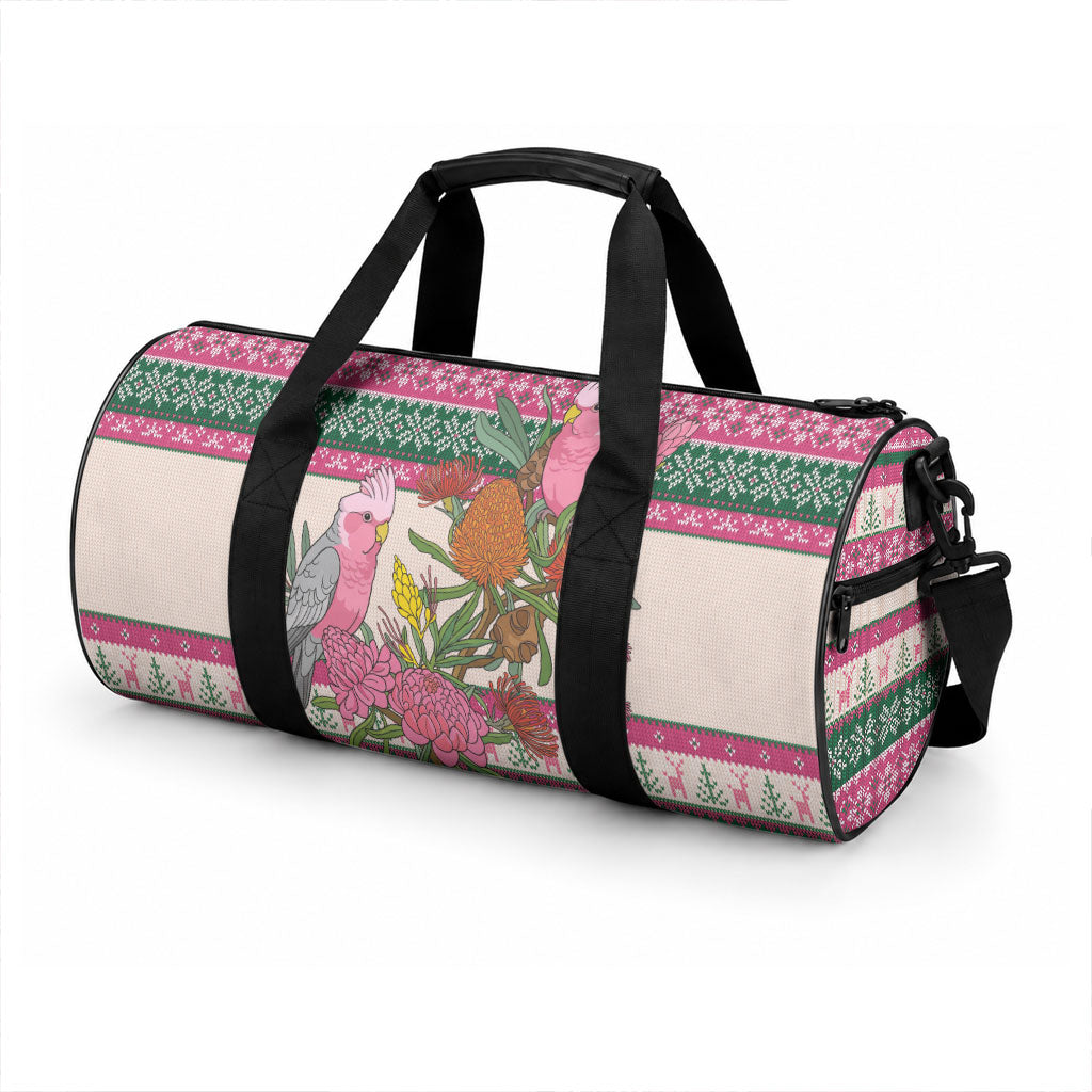 Aussie Galah Christmas Duffle Bag Festive Knitted Pattern Inspired