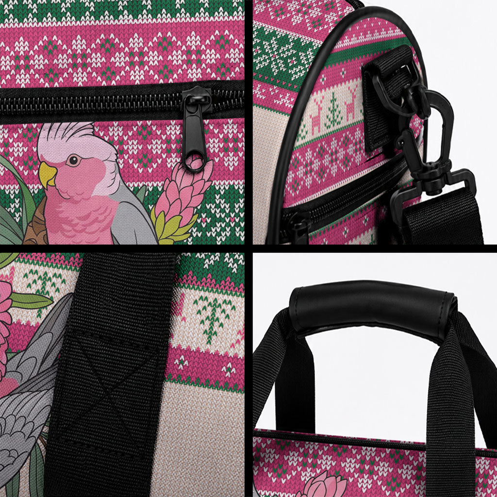 Aussie Galah Christmas Duffle Bag Festive Knitted Pattern Inspired