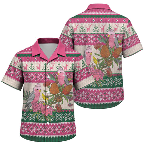 Aussie Galah Christmas Family Matching Mermaid Dress and Hawaiian Shirt Festive Knitted Pattern Inspired
