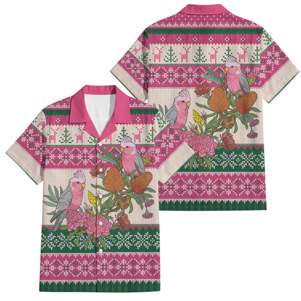 Aussie Galah Christmas Family Matching Summer Maxi Dress and Hawaiian Shirt Festive Knitted Pattern Inspired