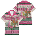 Aussie Galah Christmas Family Matching Summer Maxi Dress and Hawaiian Shirt Festive Knitted Pattern Inspired