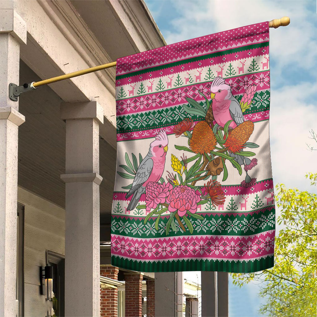 Aussie Galah Christmas Garden Flag Festive Knitted Pattern Inspired