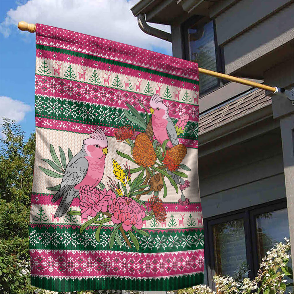Aussie Galah Christmas Garden Flag Festive Knitted Pattern Inspired
