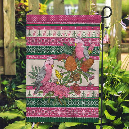 Aussie Galah Christmas Garden Flag Festive Knitted Pattern Inspired