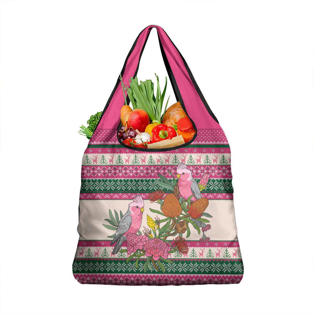 Aussie Galah Christmas Grocery Bag Festive Knitted Pattern Inspired