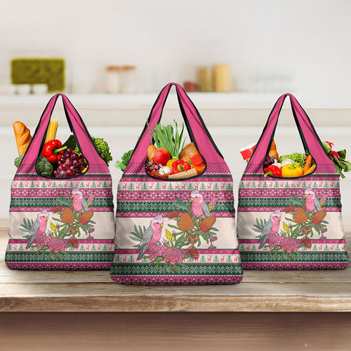 Aussie Galah Christmas Grocery Bag Festive Knitted Pattern Inspired