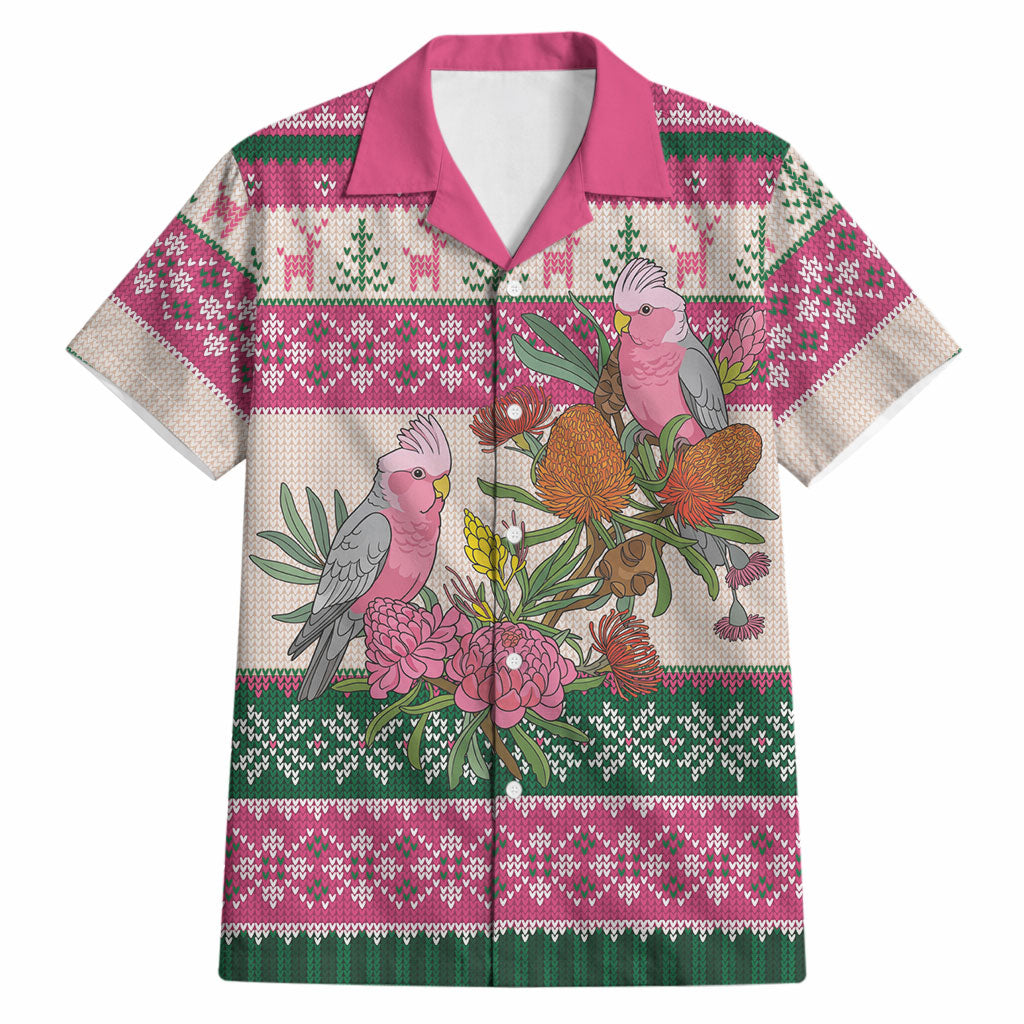 Aussie Galah Christmas Hawaiian Shirt Festive Knitted Pattern Inspired