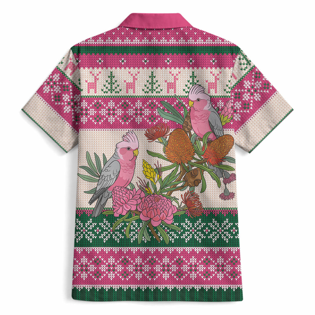Aussie Galah Christmas Hawaiian Shirt Festive Knitted Pattern Inspired