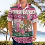 Aussie Galah Christmas Hawaiian Shirt Festive Knitted Pattern Inspired