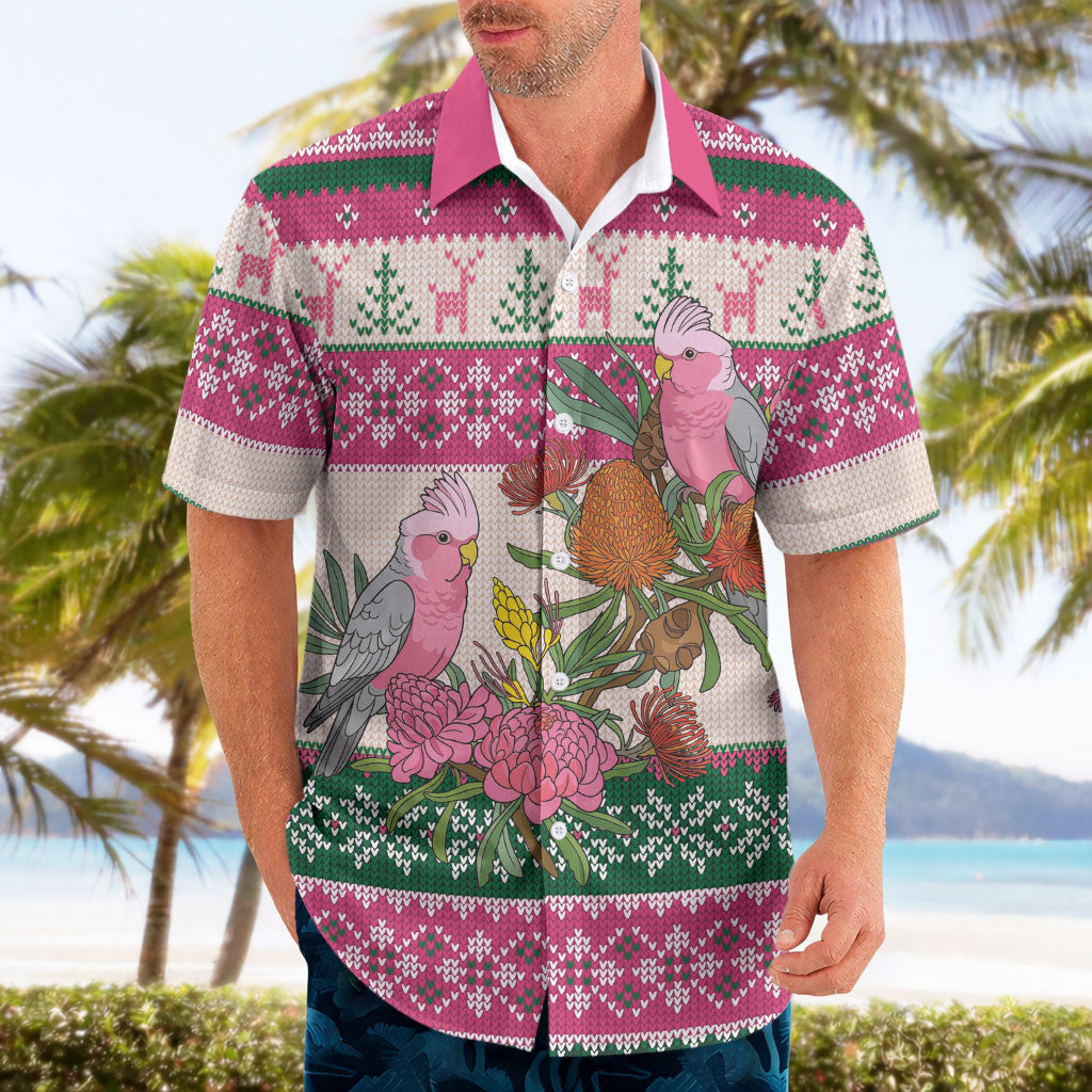 Aussie Galah Christmas Hawaiian Shirt Festive Knitted Pattern Inspired