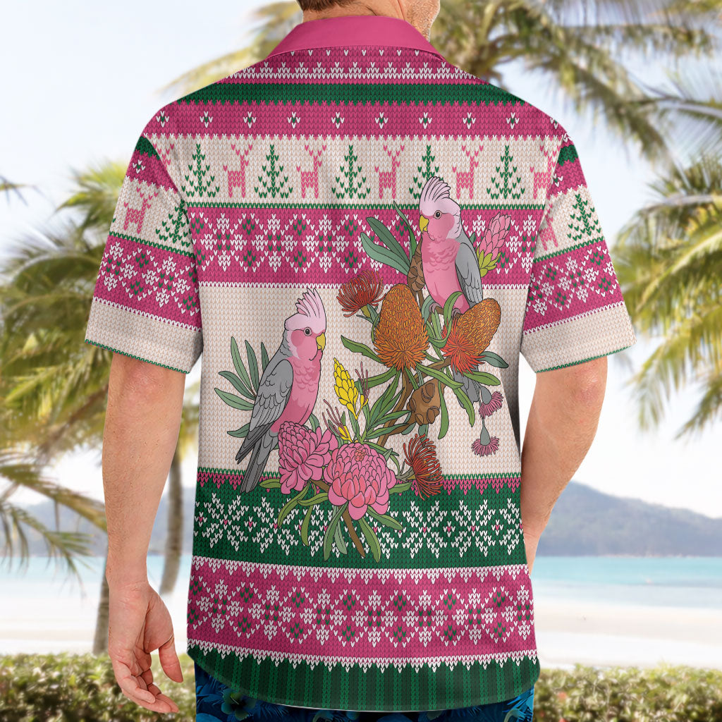 Aussie Galah Christmas Hawaiian Shirt Festive Knitted Pattern Inspired