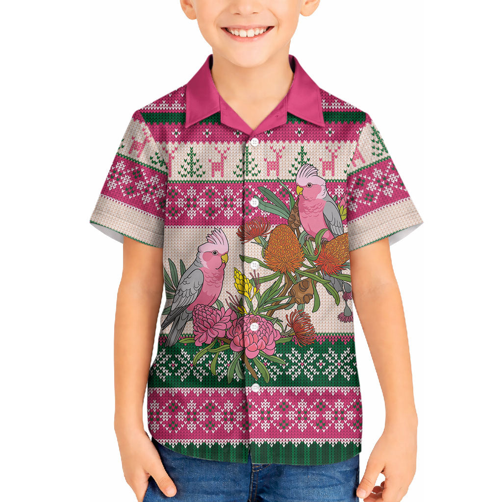 Aussie Galah Christmas Hawaiian Shirt Festive Knitted Pattern Inspired