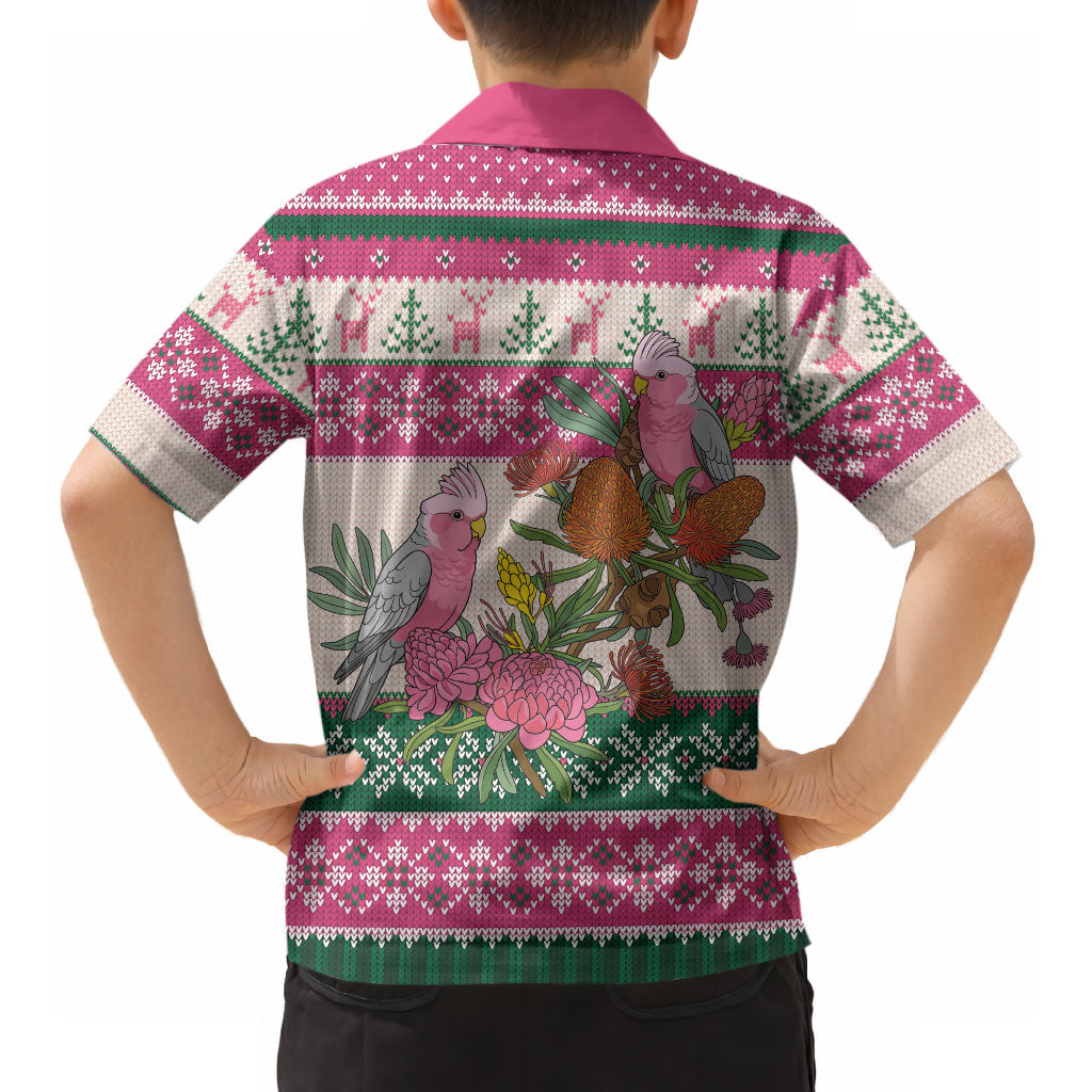 Aussie Galah Christmas Hawaiian Shirt Festive Knitted Pattern Inspired