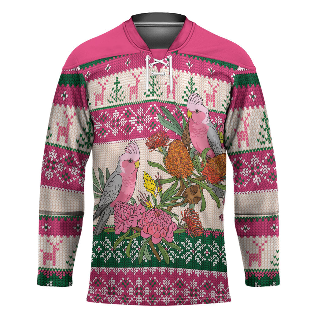 Aussie Galah Christmas Hockey Jersey Festive Knitted Pattern Inspired