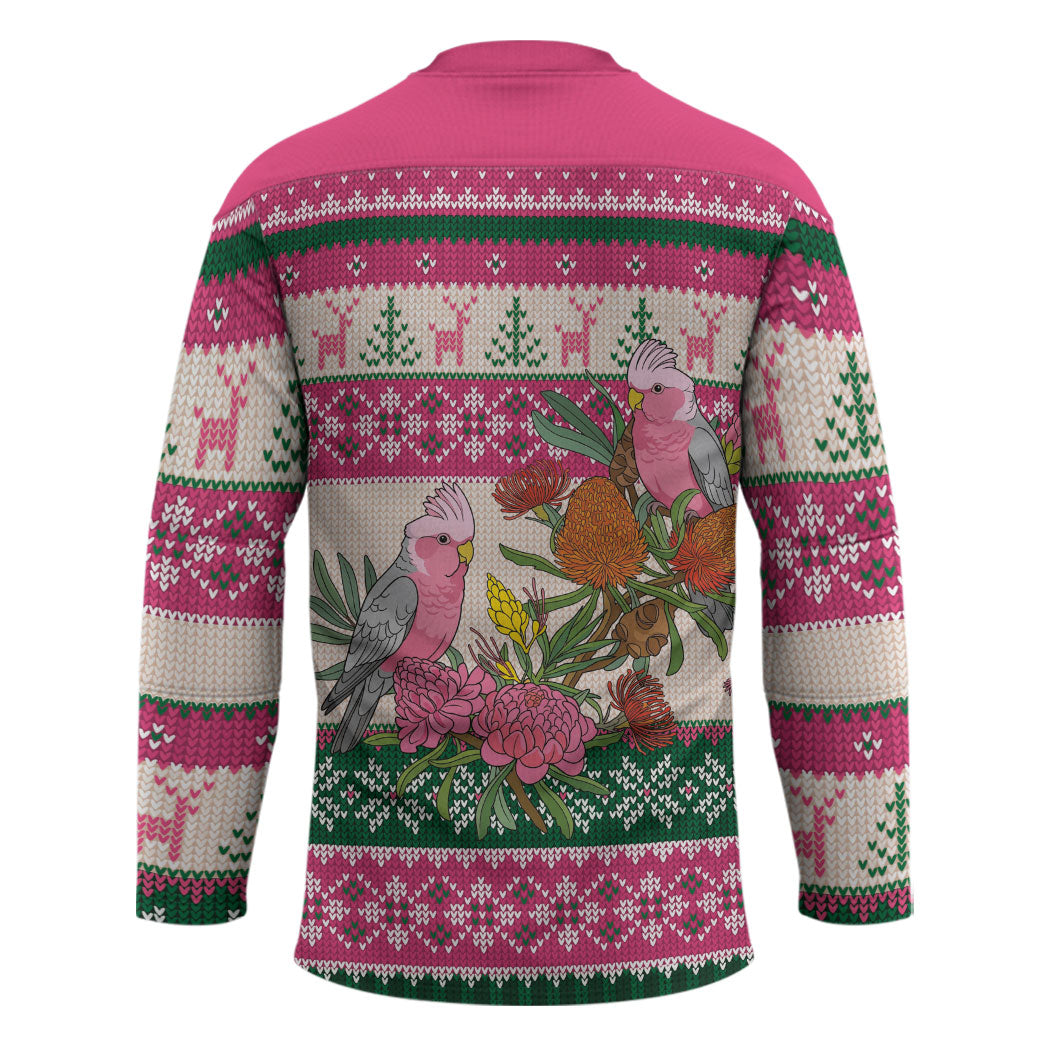 Aussie Galah Christmas Hockey Jersey Festive Knitted Pattern Inspired