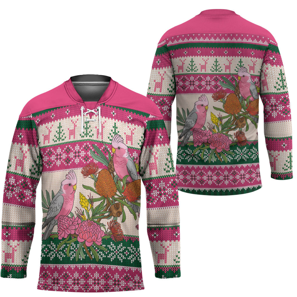 Aussie Galah Christmas Hockey Jersey Festive Knitted Pattern Inspired