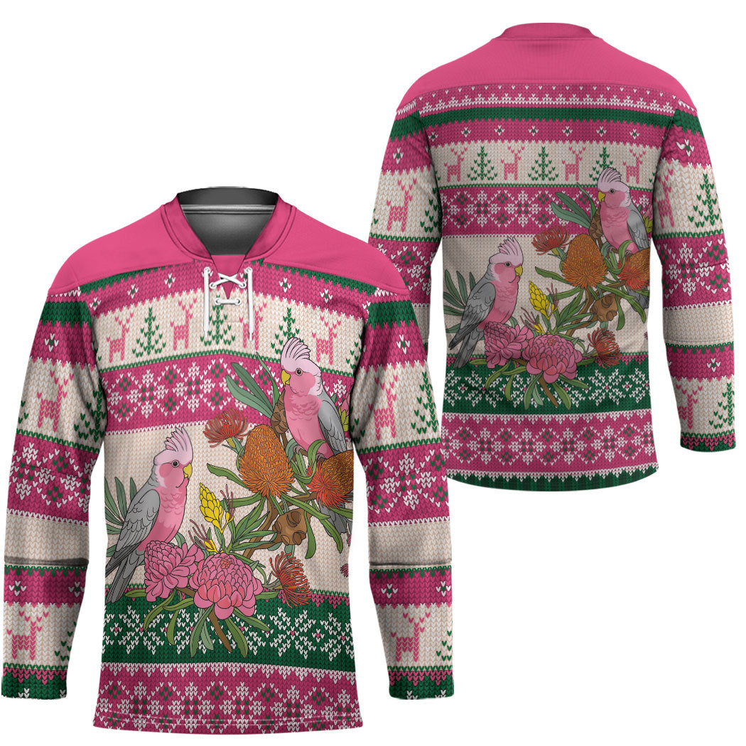 Aussie Galah Christmas Hockey Jersey Festive Knitted Pattern Inspired