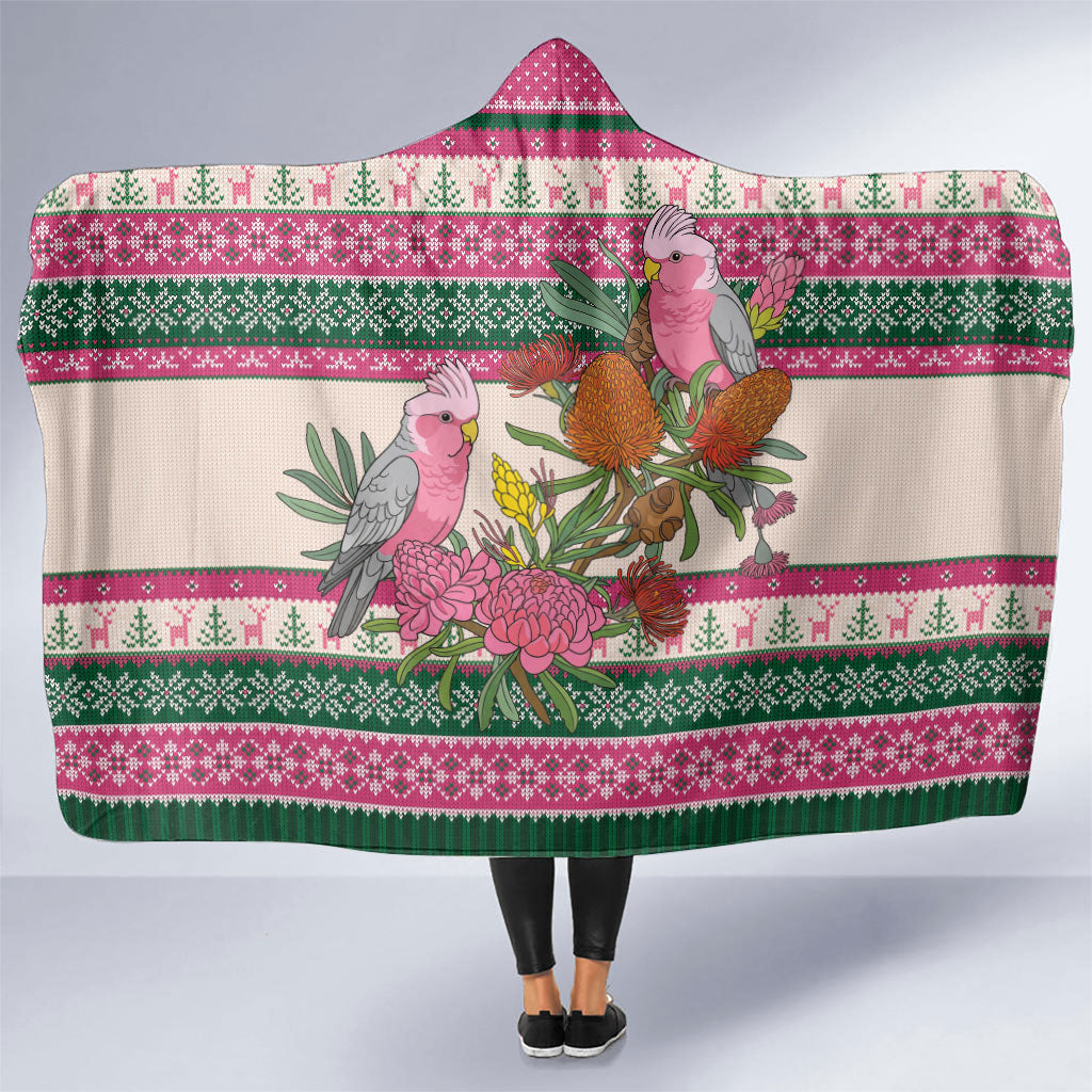 Aussie Galah Christmas Hooded Blanket Festive Knitted Pattern Inspired