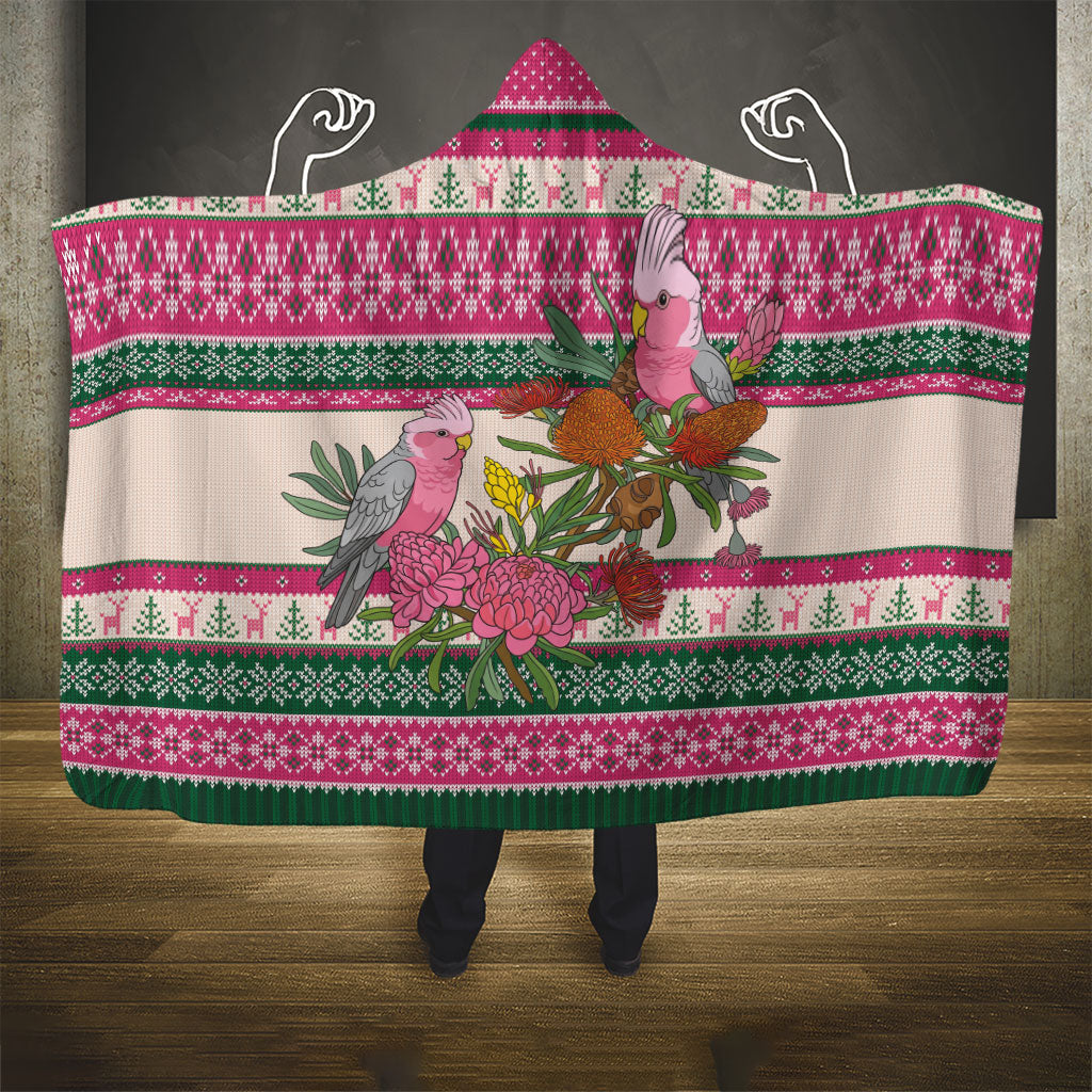 Aussie Galah Christmas Hooded Blanket Festive Knitted Pattern Inspired