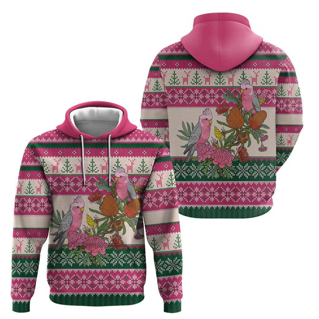 Aussie Galah Christmas Hoodie Festive Knitted Pattern Inspired